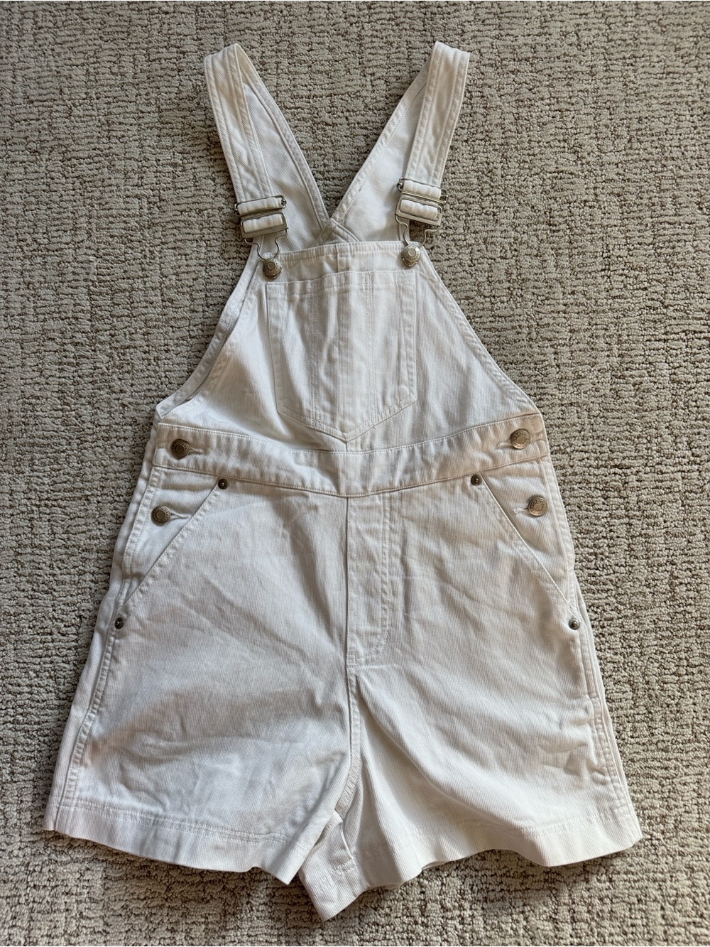 100% Cotton GAP White Denim Short Overalls Women (XS)